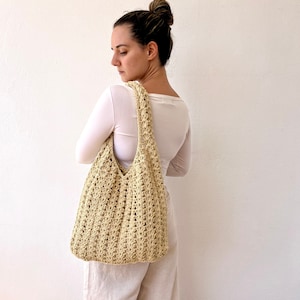 Alltagstasche, Sommertasche, beige Schultertasche, französische Markttasche, Einkaufstasche, gewebte Handtasche, Strandtasche, gehäkelte Sommertasche, Einkaufstasche