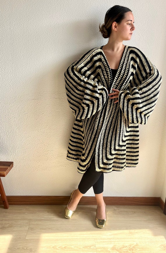 Black maxi cardigan, maxi sweater, cardigan long, longline cardigan, maxi duster sweater, oversized wool cardigan, kimono, crochet cardigan