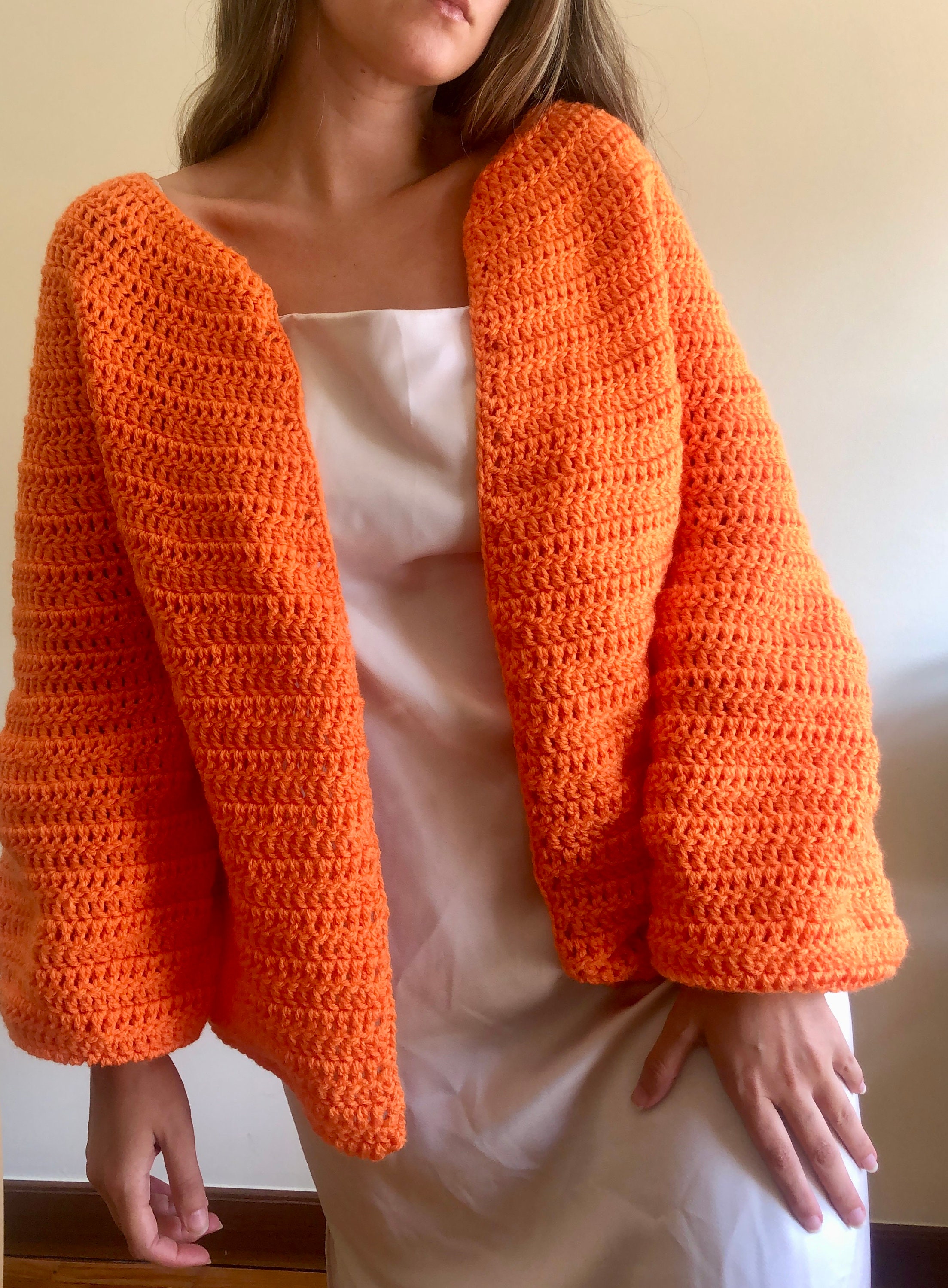 トップス PERVERZE Archive Knit Cardigan Orange Orange Cardigan, Orange Sweater, Oversize Cardigan, Fall