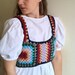 Top vest crochet, Granny square top, Colorful crochet top, Retro vest, cotton bustier, square neck top, colorful corset top, colorful vest 