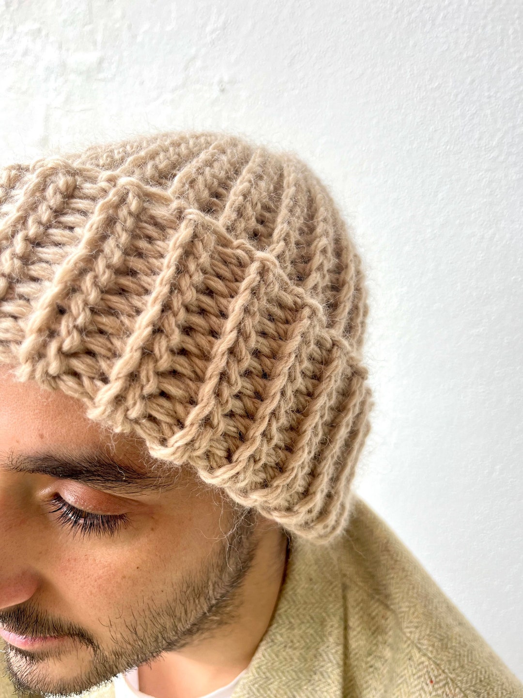 Women Y2K Korean Slouchy Beanie Hat Belted Retro Knitted