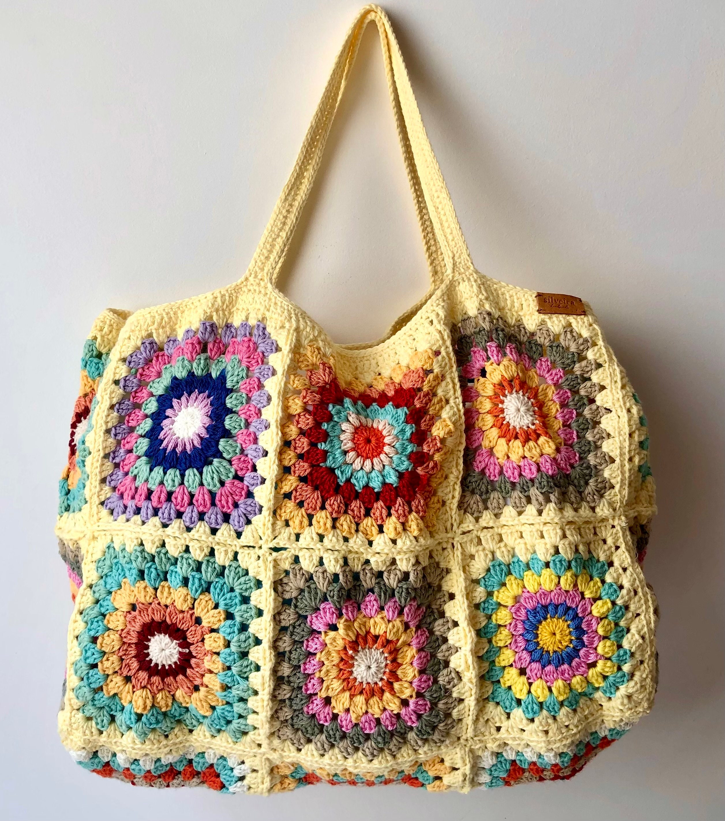 Yesbay Women Shoulder Bag Crochet Heart Pattern Large Capacity Vintage Hollow Out Handbag Tote Bag for Outdoor, Women's, Orange