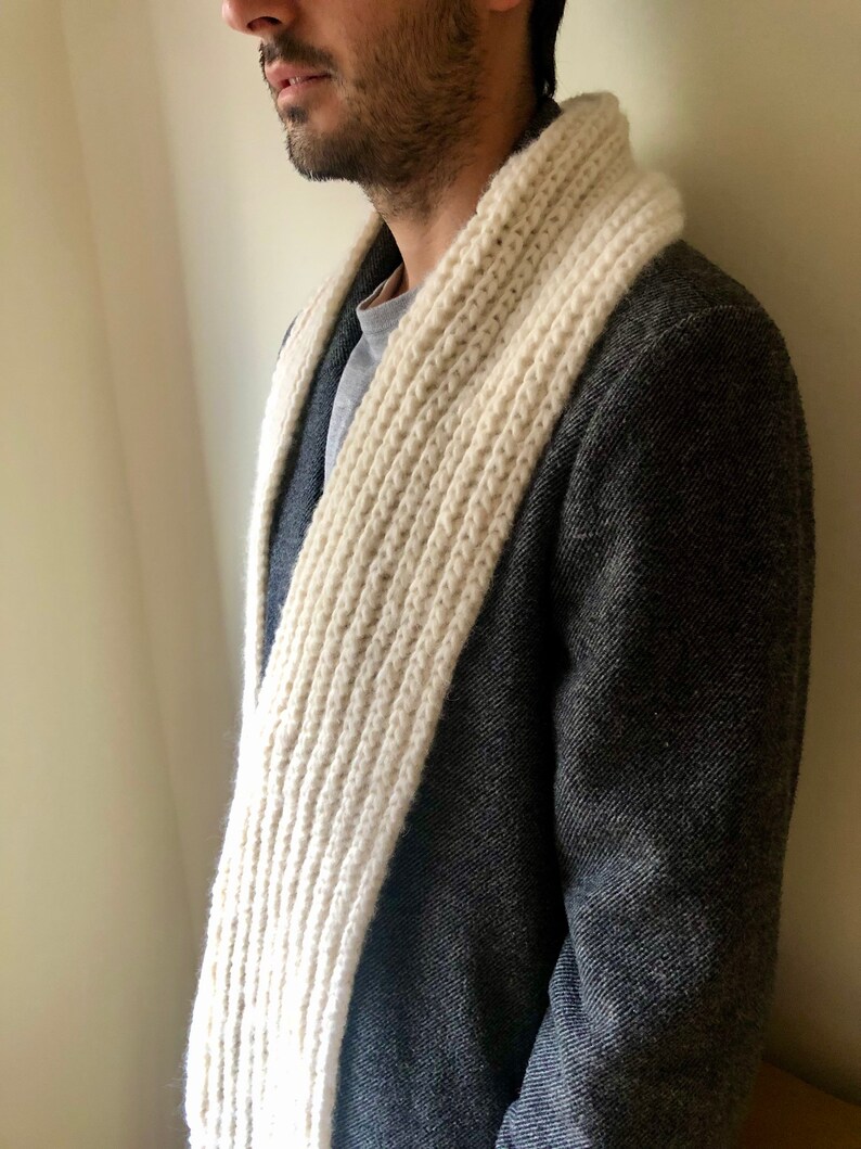 Wool scarf for men, alpaca wool scarf, Christmas gifts for men, handmade scarf, hand knitted scarf, soft wool scarf for men, gift for father image 7