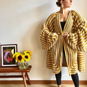 Black maxi cardigan, maxi sweater, cardigan long, longline cardigan, maxi duster sweater, oversized wool cardigan, kimono, crochet cardigan image 8