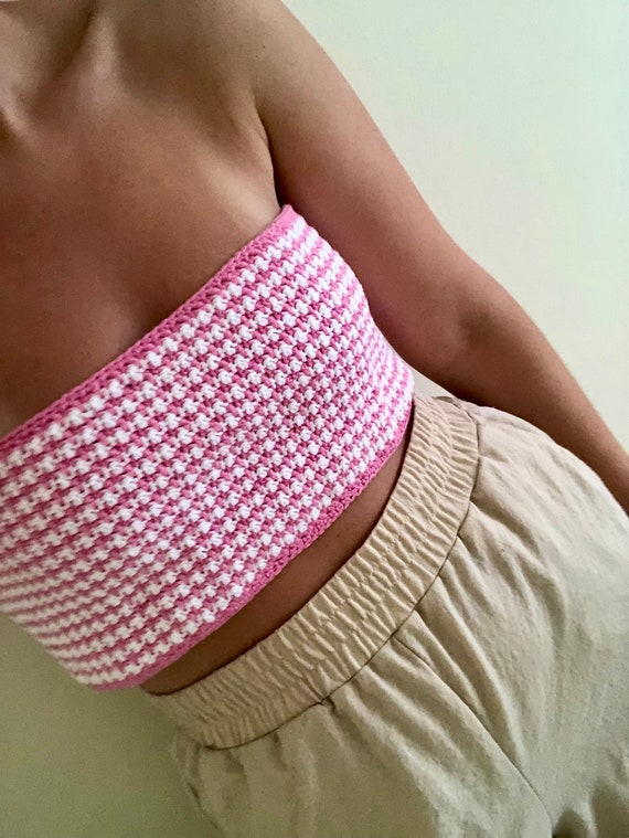 Gooey samenzwering bord Roze strapless top gestreepte gehaakte top gehaakte tube - Etsy België