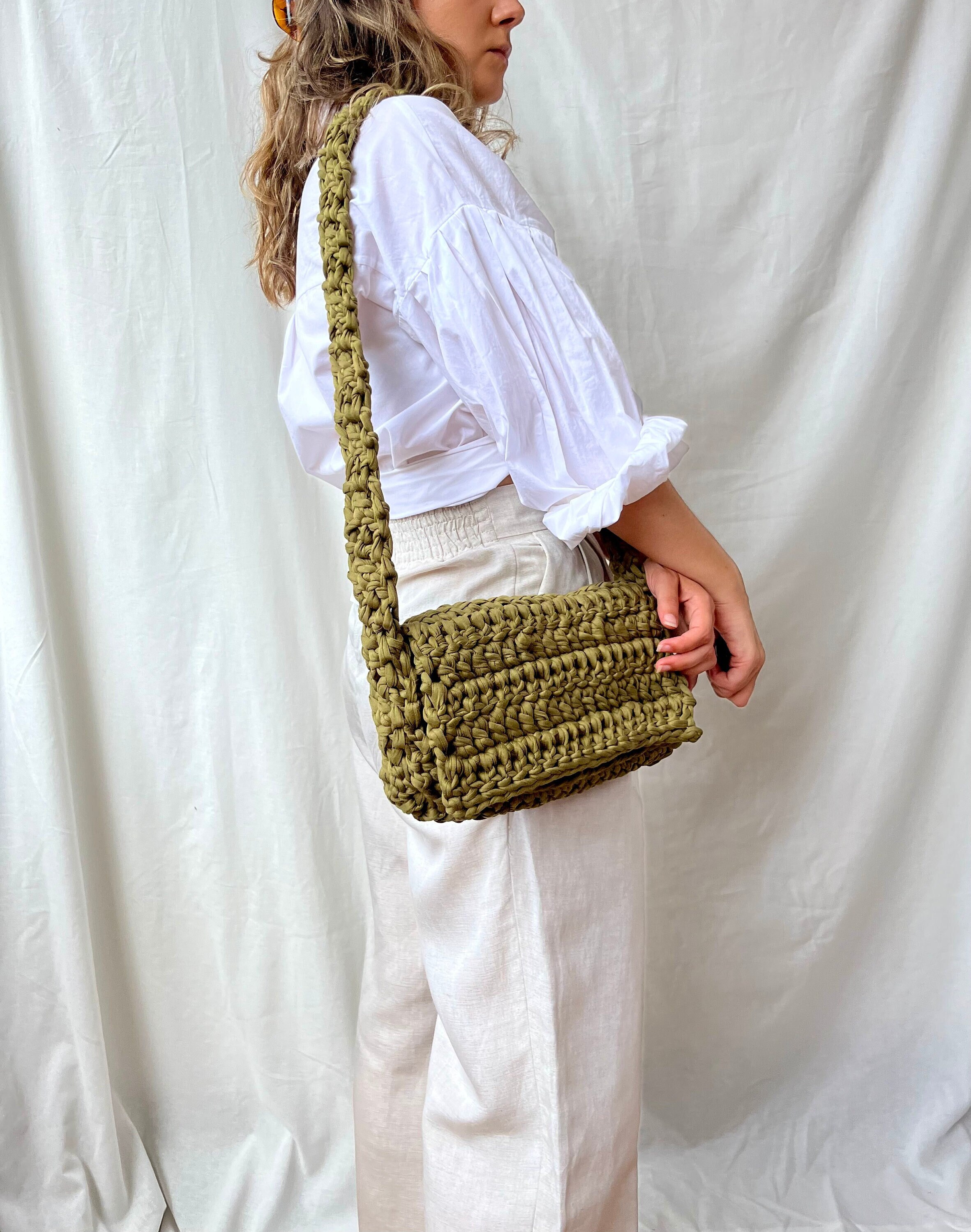 Bolso bandolera pequeño Bolso de crochet Bolso tejido a