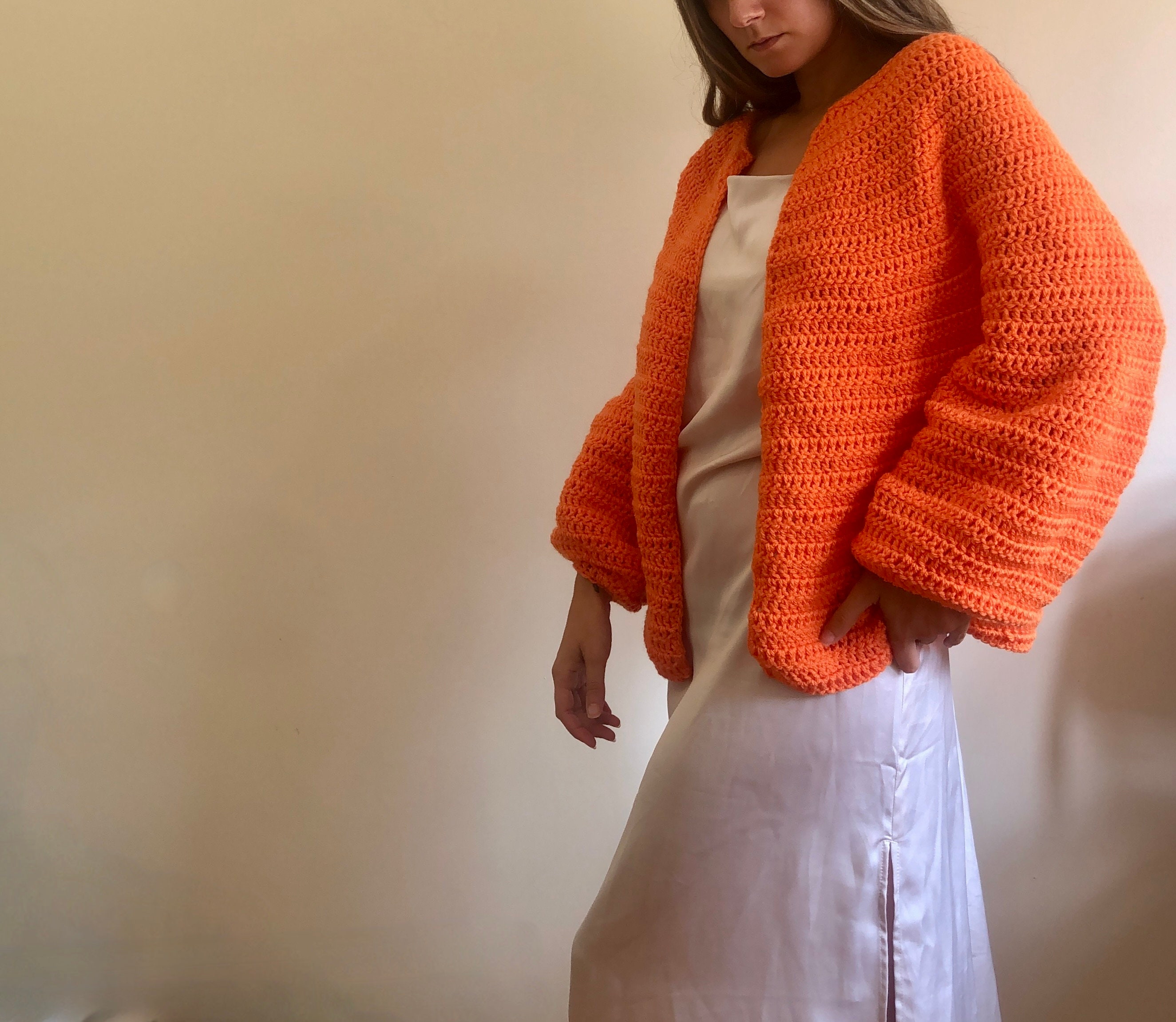 Orange Cardigan, Orange Sweater, Oversize Cardigan, Fall Cardigan, Chunky  Jacket, Open Front Cardigan, Pumpkin Orange Sweater, Hand Knit 