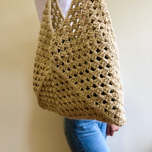 Hobo bag, crossbody shoulder bag, Crochet bag, Woven bag, beach large bag, everyday bag, retro bag, Granny square bag, straw bag, tote bag image 7