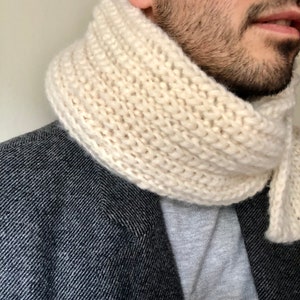 Wool scarf for men, alpaca wool scarf, Christmas gifts for men, handmade scarf, hand knitted scarf, soft wool scarf for men, gift for father image 6