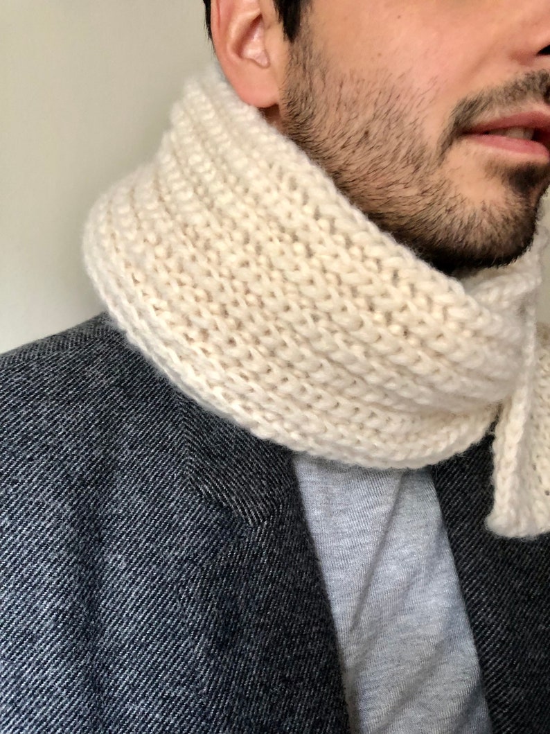 Wool scarf for men, alpaca wool scarf, Christmas gifts for men, handmade scarf, hand knitted scarf, soft wool scarf for men, gift for father image 6