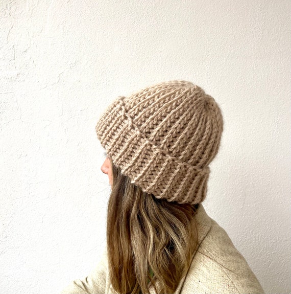 Chunky Beanie for Men, Winter Wool Hat, Hat for Men, Hand