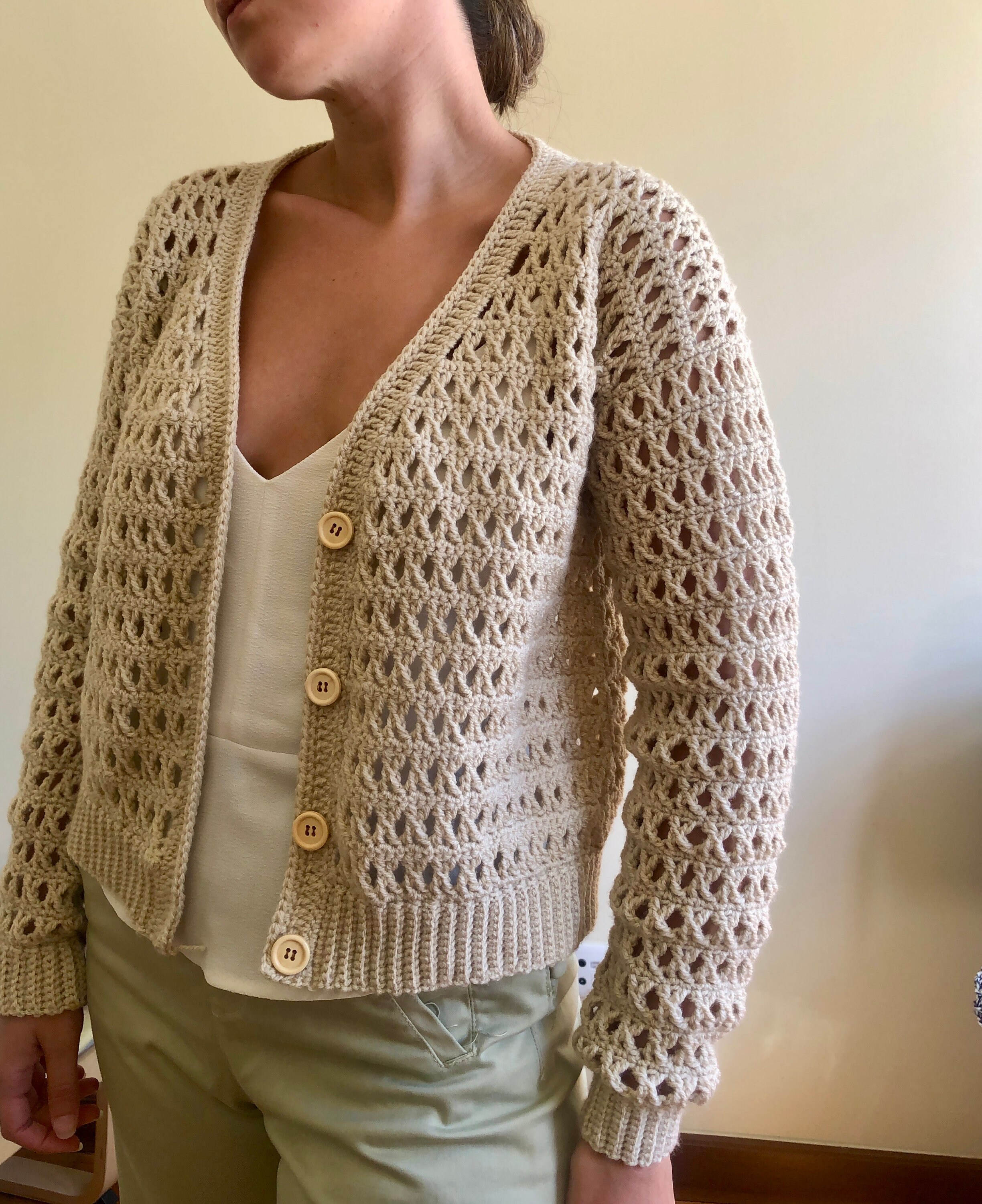 トップス ANDMARY Lacey ribbon cardigan beige Andmary Lacey Ribbon Cardigan in Beige (Size ④)
