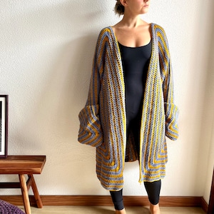 Black maxi cardigan, maxi sweater, cardigan long, longline cardigan, maxi duster sweater, oversized wool cardigan, kimono, crochet cardigan image 9