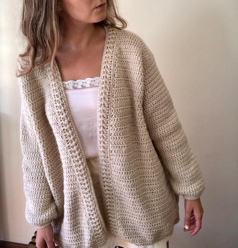 Oversized cardigan, crochet jacket, chunky cardigan, hand knit cardigan, beige cardigan sweater, crochet cardigan, warm cardigan, loungewear image 10