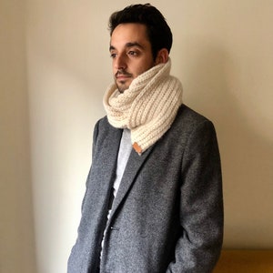 Wool scarf for men, alpaca wool scarf, Christmas gifts for men, handmade scarf, hand knitted scarf, soft wool scarf for men, gift for father image 3