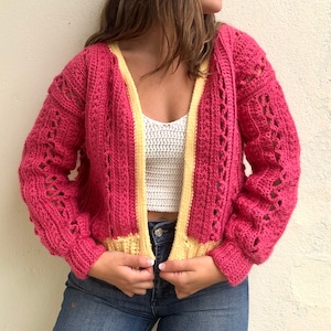 Cropped cardigan oversize, cardigan for women, Wool cardigan, crochet jacket for women, crochet cardigan jacket, short cardigan for summer.
