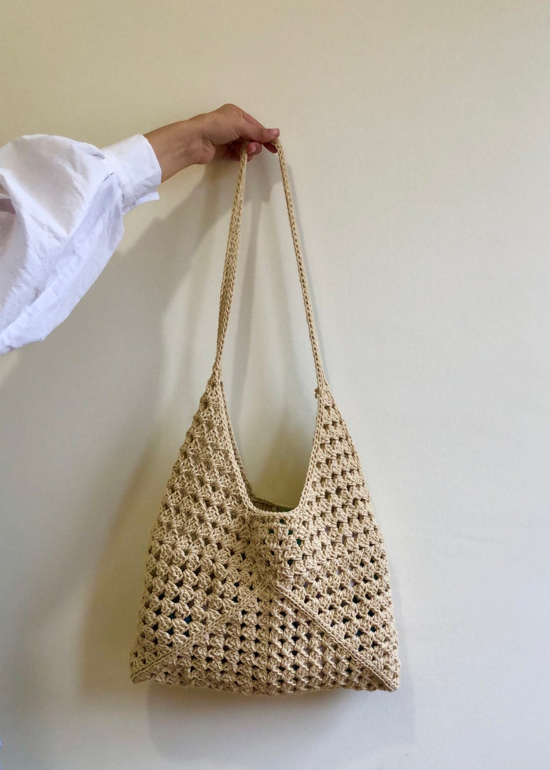 Hobo bag, crossbody shoulder bag, Crochet bag, Woven bag, beach large bag, everyday bag, retro bag, Granny square bag, straw bag, tote bag image 6