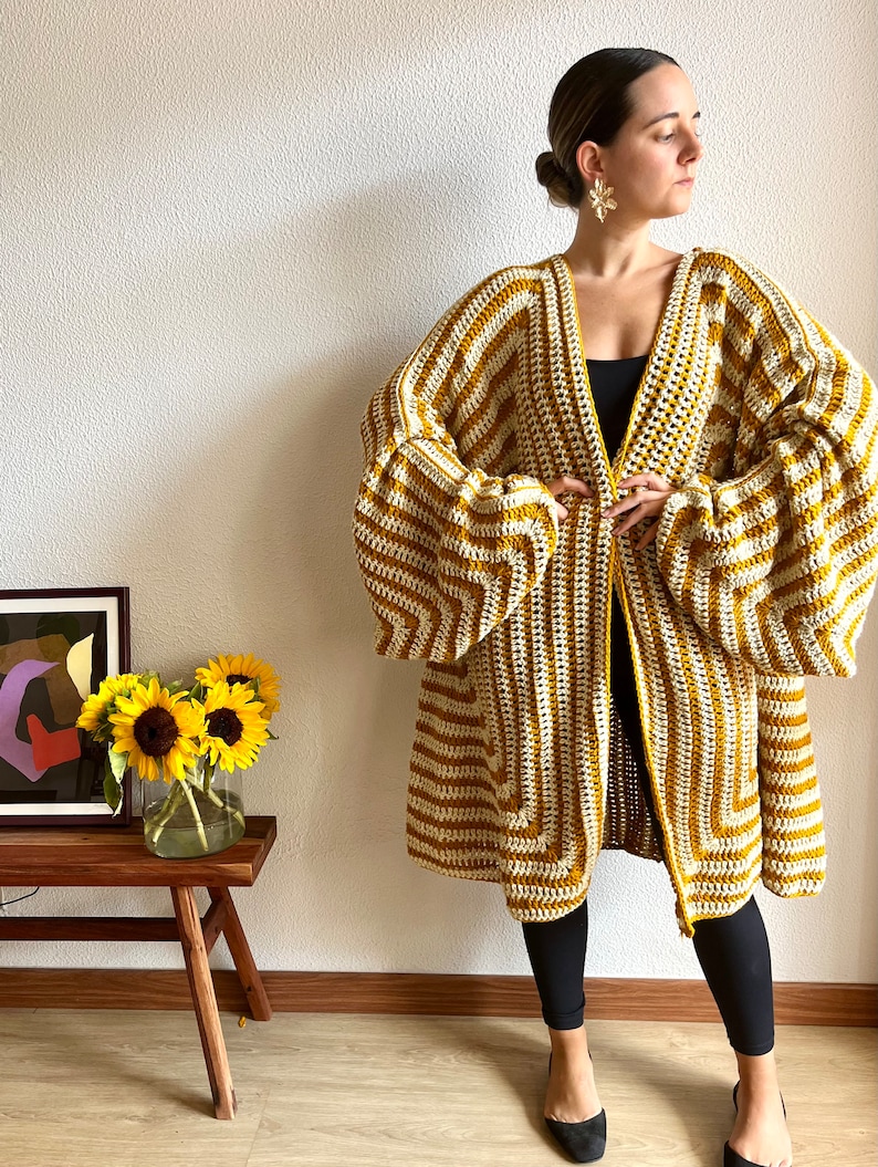 Black maxi cardigan, maxi sweater, cardigan long, longline cardigan, maxi duster sweater, oversized wool cardigan, kimono, crochet cardigan image 6