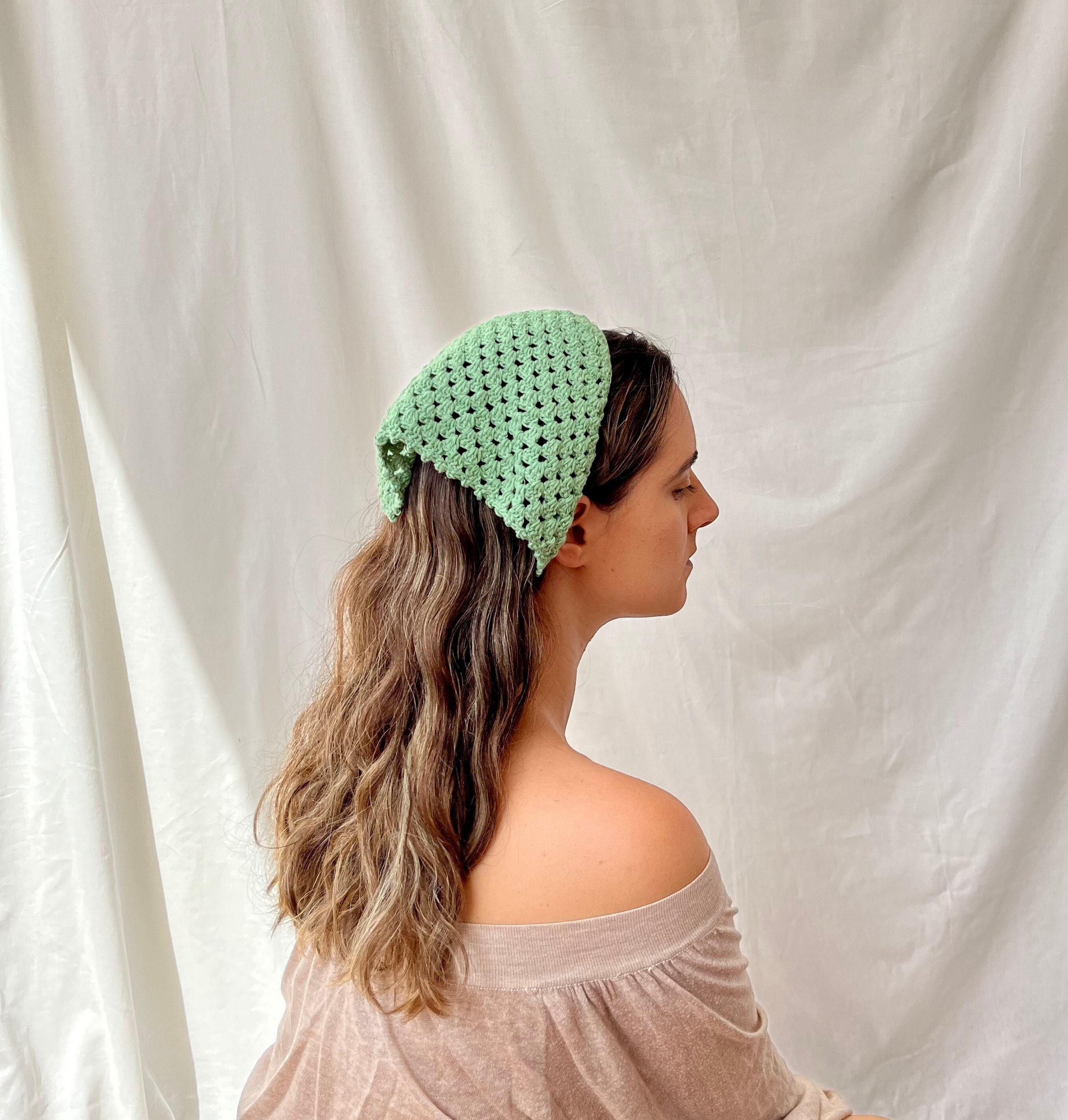 Crochet Bandana, Boho Hair Scarf, Retro Bandana, Hair 