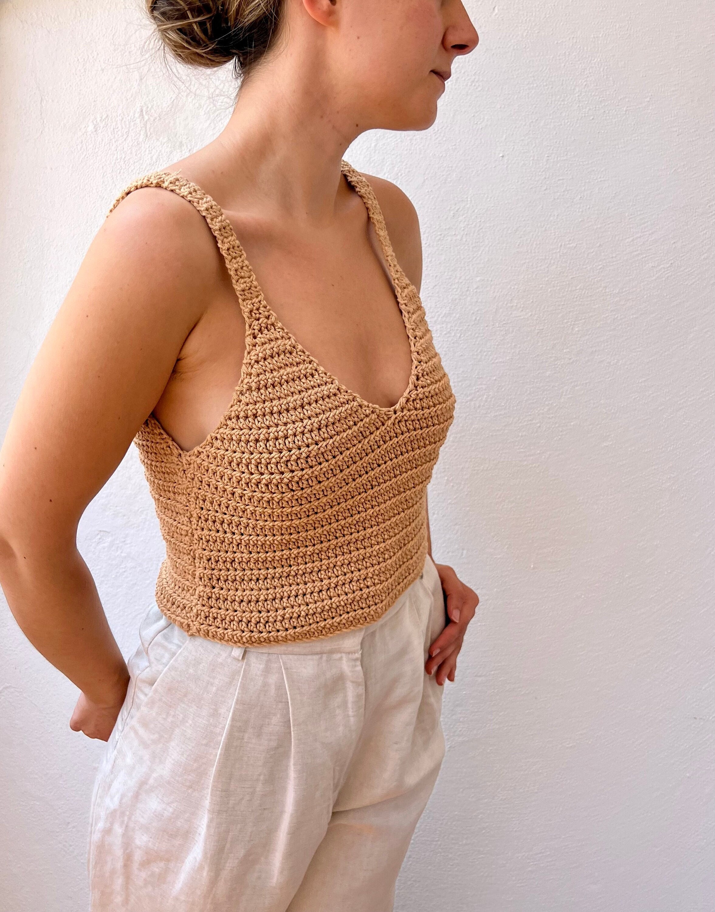 Crochet Tops V Neck Tops Beige Knit Top Top Crochet Crop - Etsy