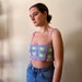 Patchwork daisy top, Purple top, granny square boho top, purple crochet top, flower crop top, knit flower top, daisy crochet top, cotton top 