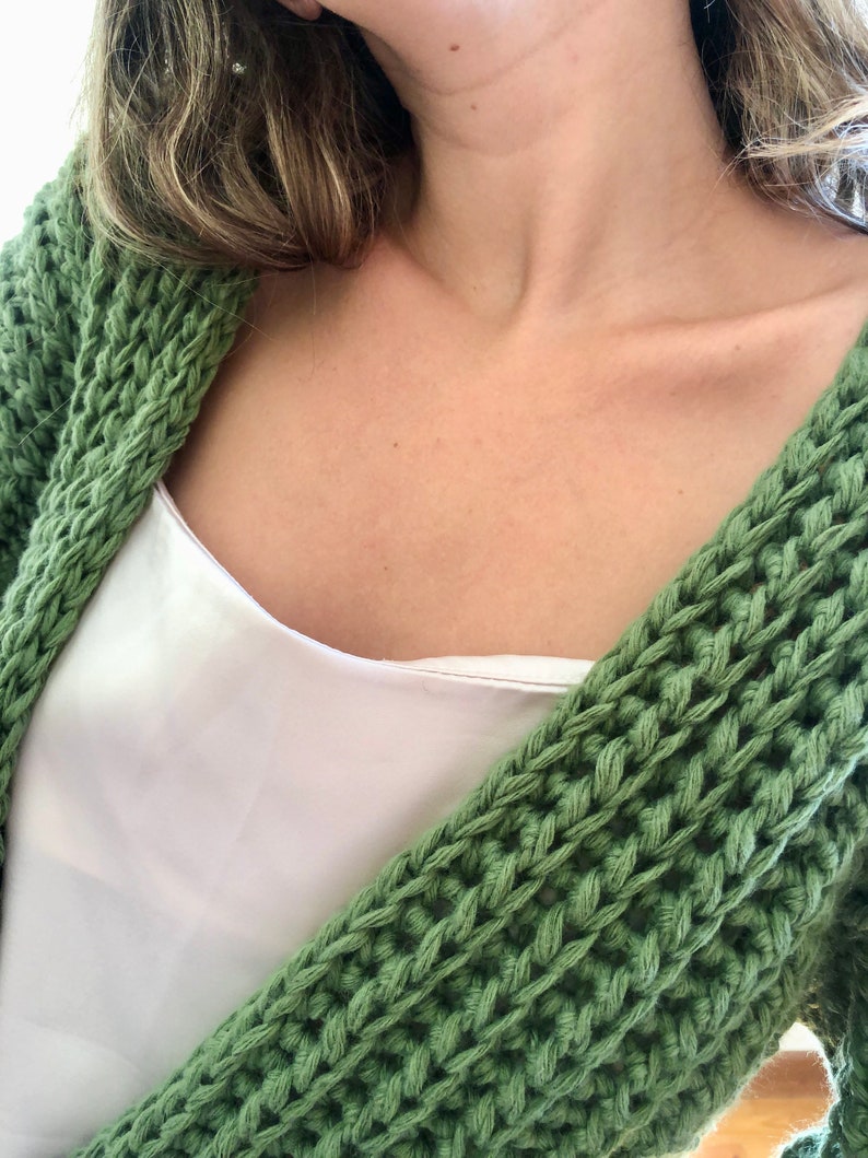 Crop knit cardigan, green knit oversize sweater, chunky wool cardigan, cable knit cardigan, knit bomber jacket, bulky sweater, wool coat image 7