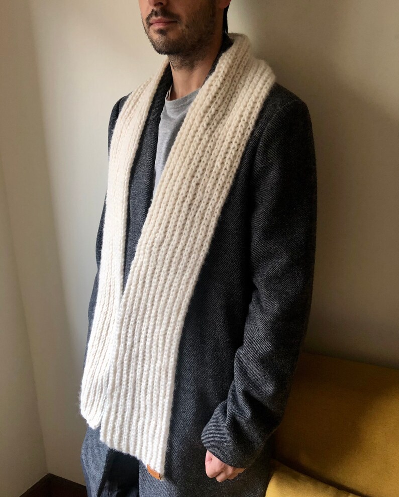 Wool scarf for men, alpaca wool scarf, Christmas gifts for men, handmade scarf, hand knitted scarf, soft wool scarf for men, gift for father image 5