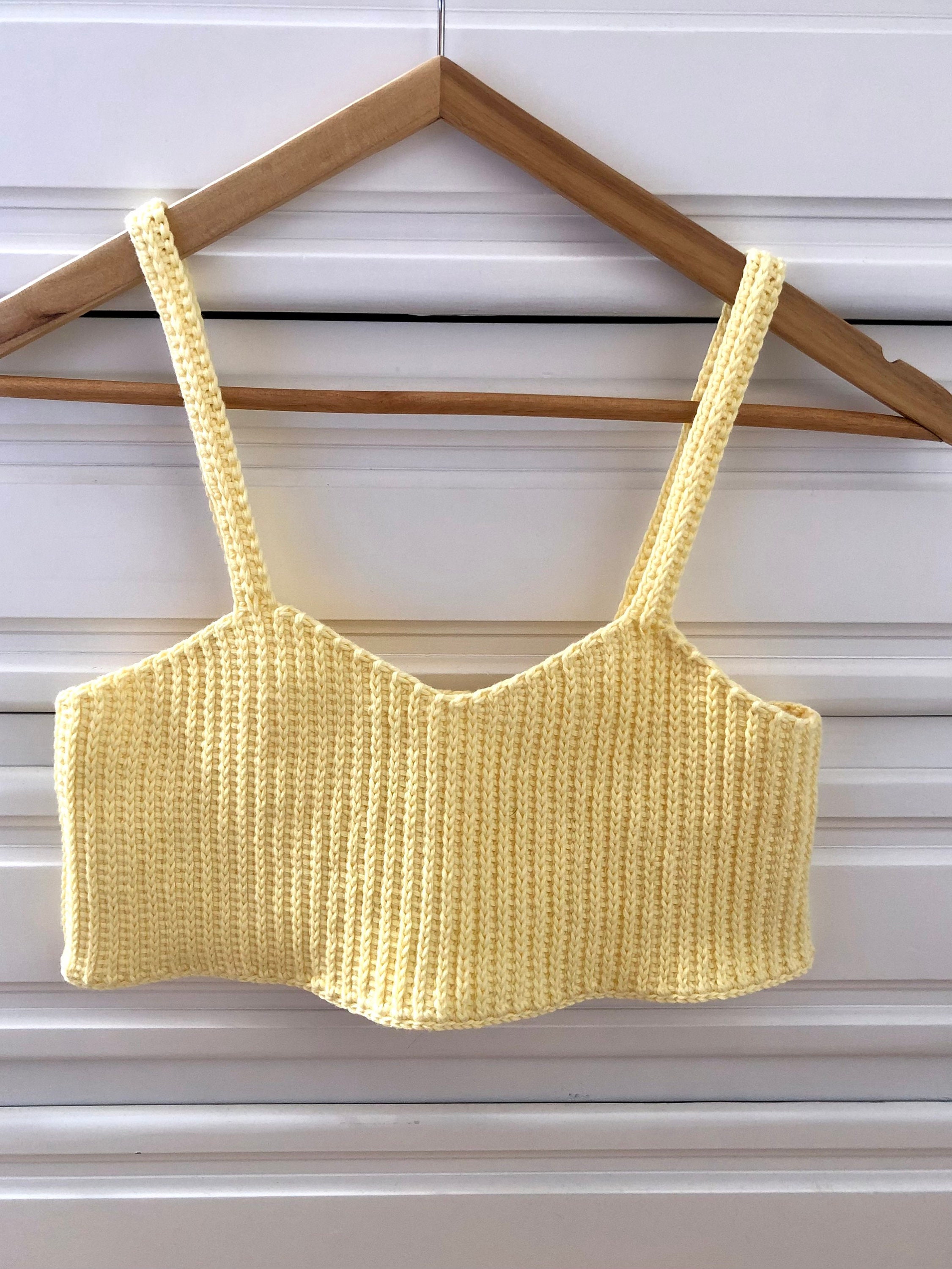 Yellow Tank cropped top pastel yellow Knit crop top singlet Etsy