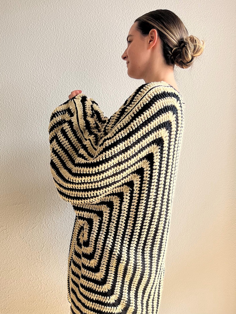 Black maxi cardigan, maxi sweater, cardigan long, longline cardigan, maxi duster sweater, oversized wool cardigan, kimono, crochet cardigan image 16