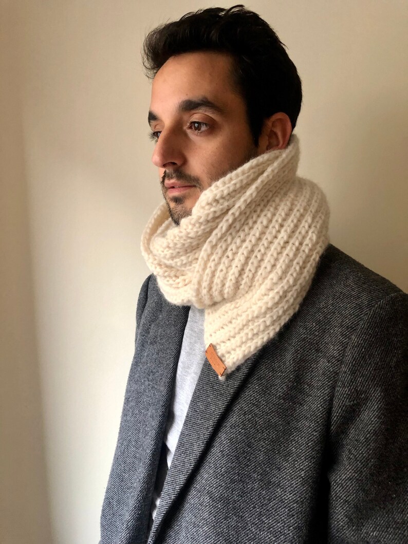 Wool scarf for men, alpaca wool scarf, Christmas gifts for men, handmade scarf, hand knitted scarf, soft wool scarf for men, gift for father image 1