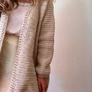 Oversized cardigan, crochet jacket, chunky cardigan, hand knit cardigan, beige cardigan sweater, crochet cardigan, warm cardigan, loungewear image 6