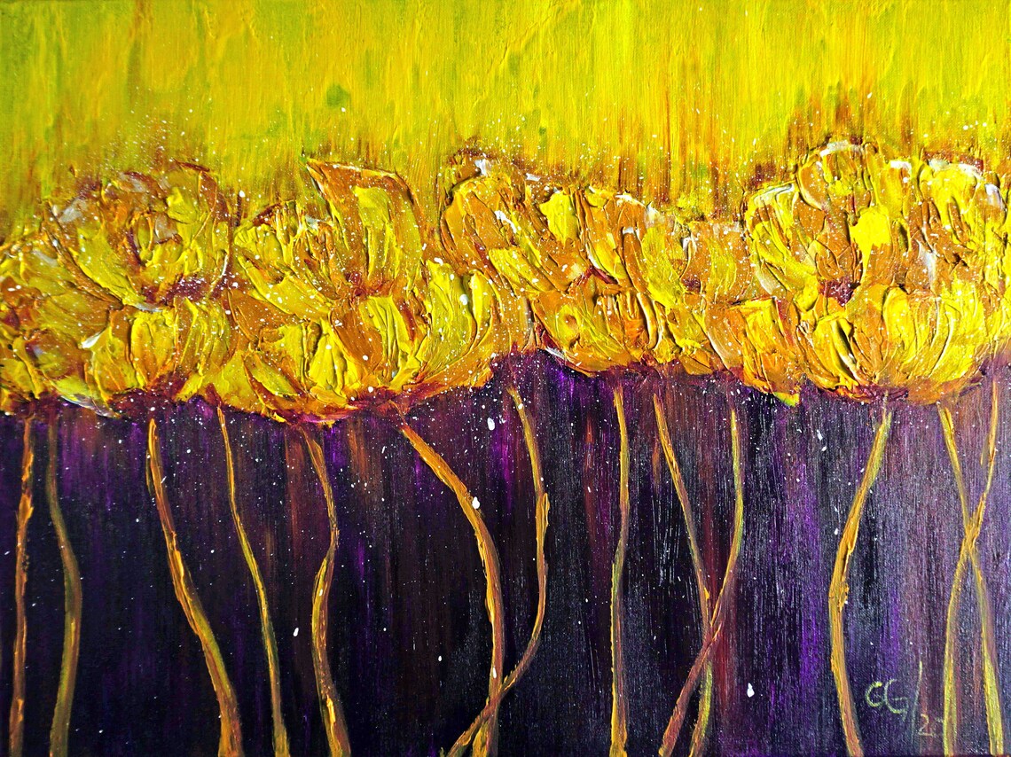 Art Print Abstract/Original Yellow and Purple Acrylic Etsy