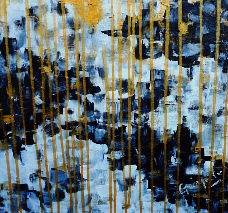 Large Golden Acrylic Painting/textured Black and White Etsy Canada
