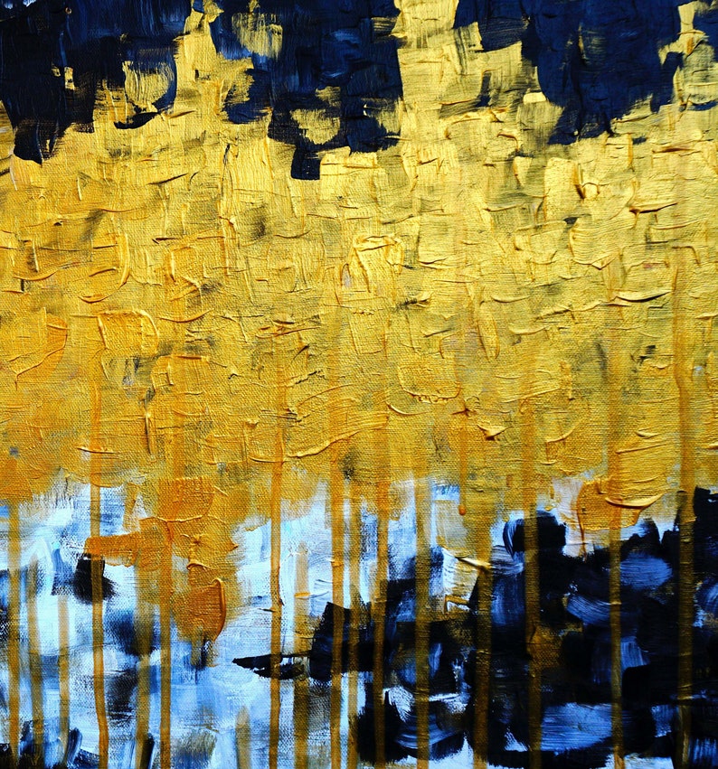 Large Golden Acrylic Painting/textured Black and White Etsy Canada