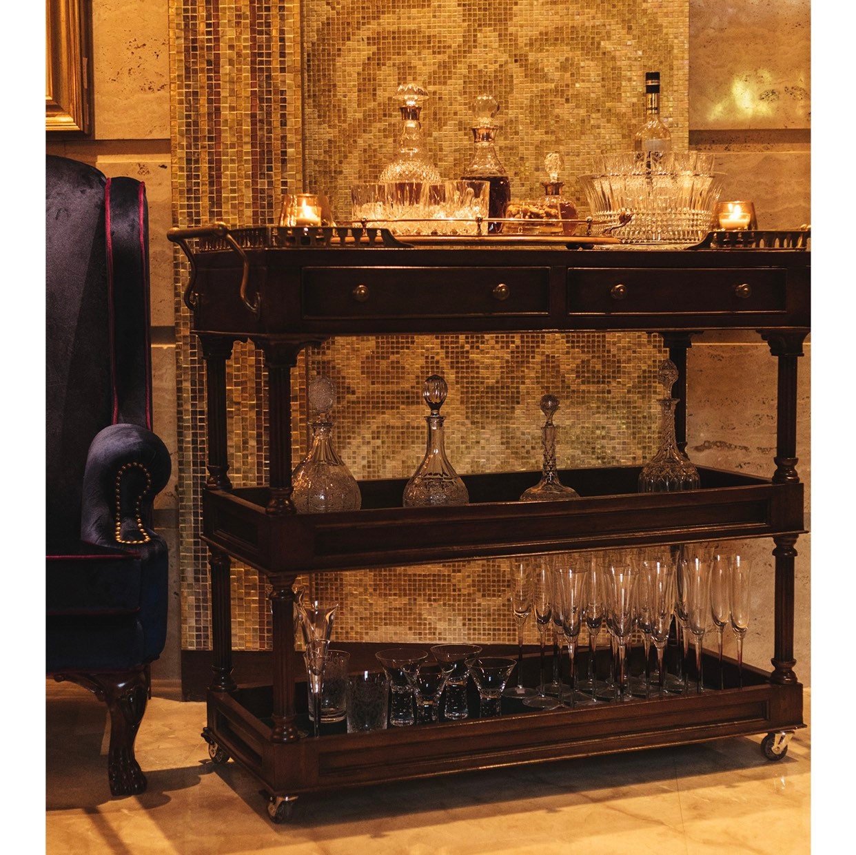 Classic Wooden Bar Trolley Custom Bar Trolley Bar Cart Etsy