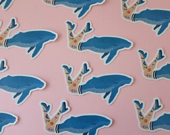 lovely lady humpback die cut sticker