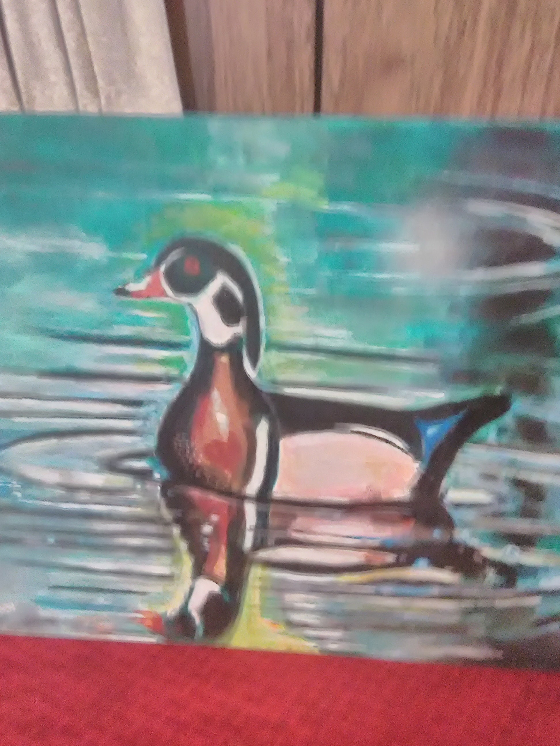 Duck In Pond Acrylic Painting Etsy