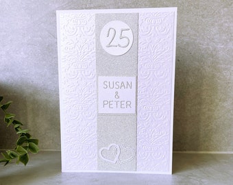 Silver Wedding Anniversary Personalised Card | Handmade