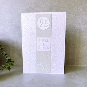 Silver Wedding Anniversary Personalised Card | Handmade