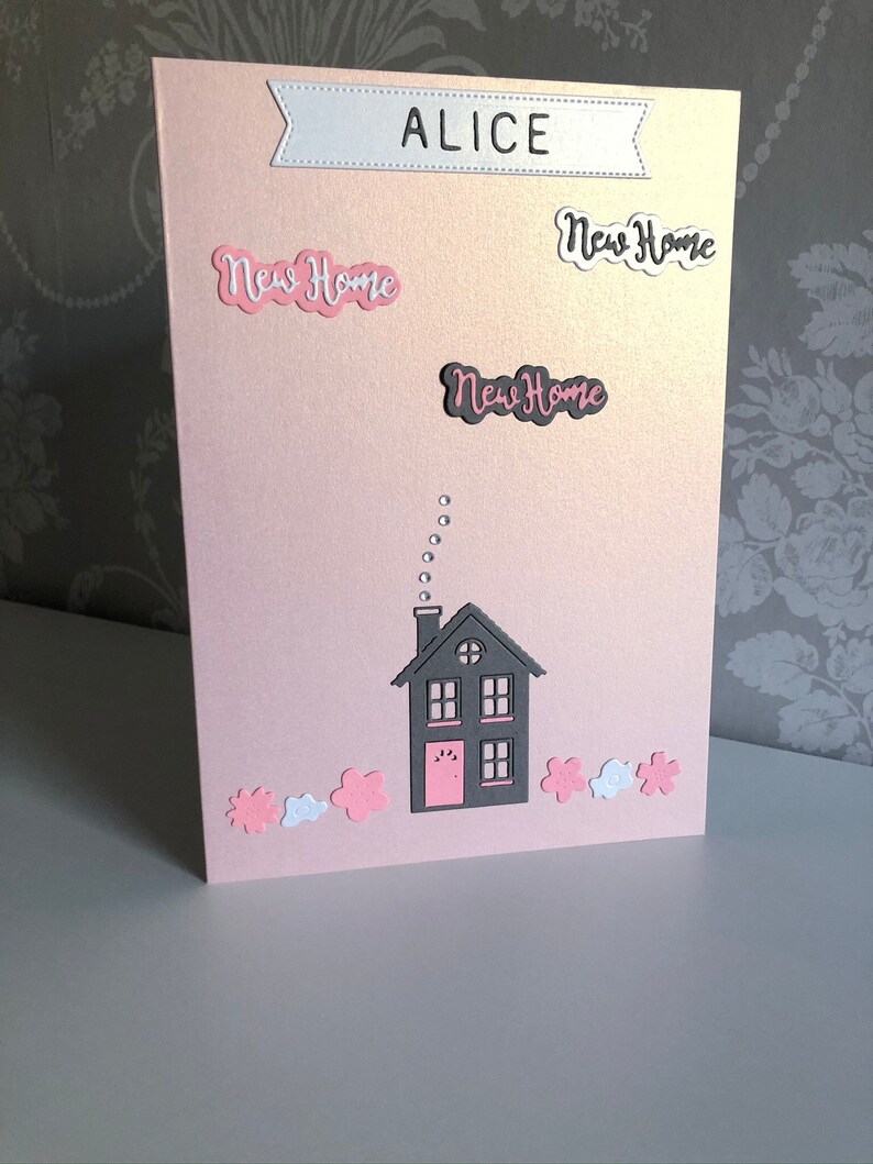 Pearlescent Handcrafted Personalised New Home Card UK Seller