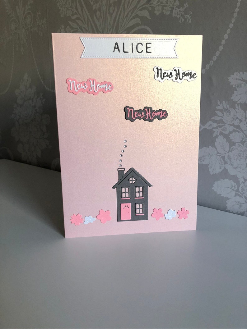Pearlescent Handcrafted Personalised New Home Card UK Seller