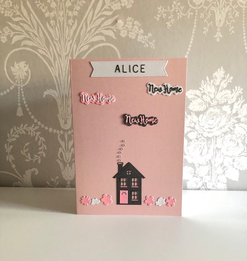 Pearlescent Handcrafted Personalised New Home Card UK Seller