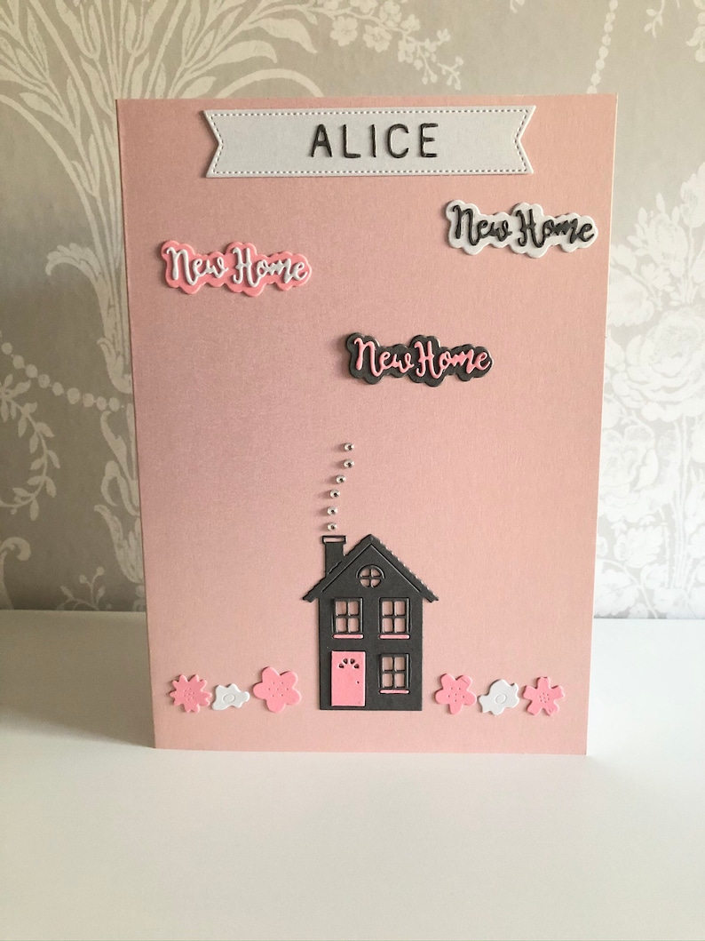 Pearlescent Handcrafted Personalised New Home Card UK Seller