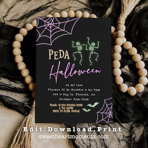 Editable Peda Halloween Invitation Adult Party Halloween Invitation Printable Halloween Party Template Spanish Halloween Peda Party Invite