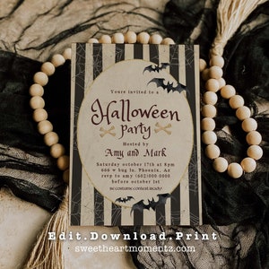 Bewerkbare Vintage Halloween-feestuitnodiging Fall Adult Party Halloween-uitnodiging Afdrukbare Halloween-feestsjabloon Halloween uitnodigen