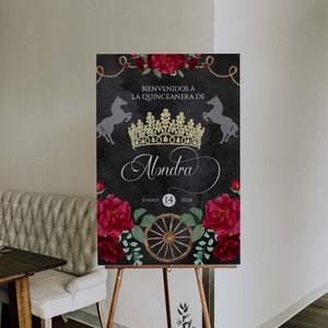 Red Charro Quinceanera, Charro Quinceanera, Red and Gold Quinceanera, Charro Welcome Sign, Western Quinceanera Invitation, Charro 7