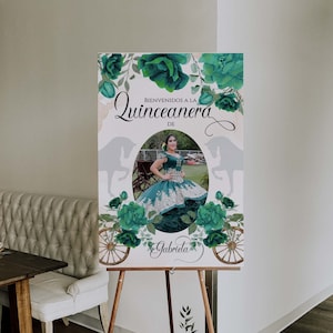 Emerald Charro Quinceanera Welcome Sign, Charro Quinceanera, Emerald Quinceanera, Charro Welcome Sign, Western Quinceanera Sign, Charro 9
