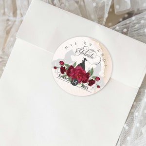 Rode Charro Quinceanera Party Gunsten, Rode Quinceanera Stickers, Rode Quinceanera Labels, Rode Quinceanera Tag, 2in Cirkel,