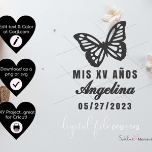 Butterfly Quinceanera Svg, Personalized Mis XV Anos Champagne Glass, Copa de Quinceañera, Quinceanera svg, Mis Quince Anos Svg Butterfly svg