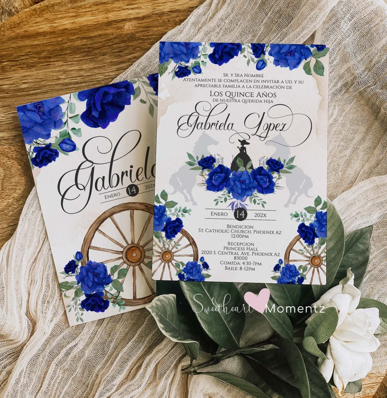 Royal Blue Charro Quinceanera Invitation Charro Quinceanera Etsy